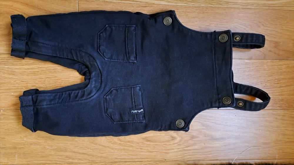 Spodnie, spodenki, ogrodniczki bawełniane, czarne, Fred&Flo, 56,