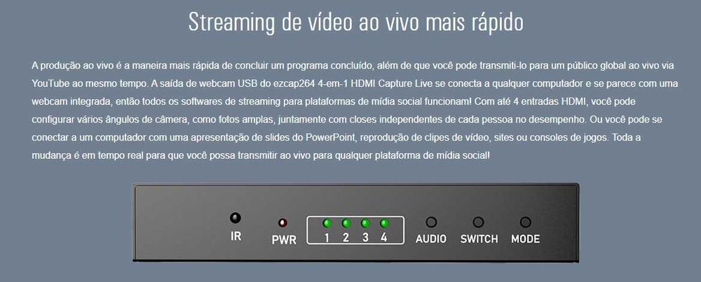 Captura e Mixer de vídeo: 4 x HDMI (alternativa a ATEM Mini ou elgato)
