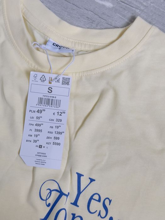 T-shirt koszulka bluzka cropp S nowa męska żółta