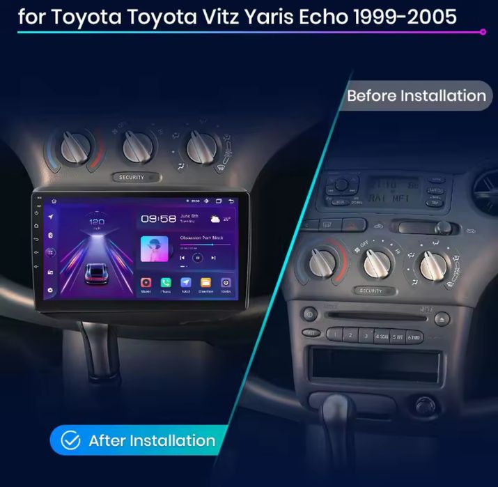 Rádio Android Carplay Toyota Yaris 1999-05 WIFI GPS 2/32GB Novo