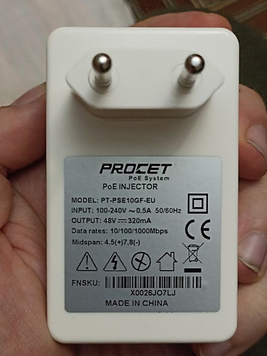 Новый Poe адаптер-инжектор Procet PT-PSE10GF-EU 48в 10/100/1000 Мбит/с