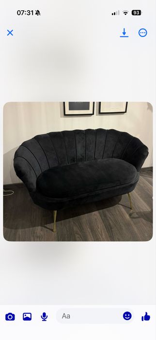 Sofa muszelka welurowa