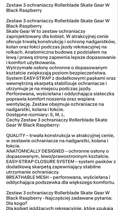 Nowe ochraniacze Rollerblade M komplet