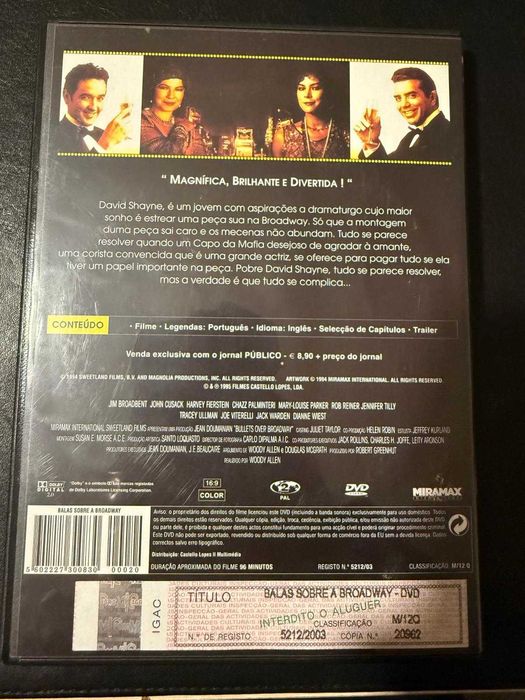 DVD do filme Balas sobre a Broadway