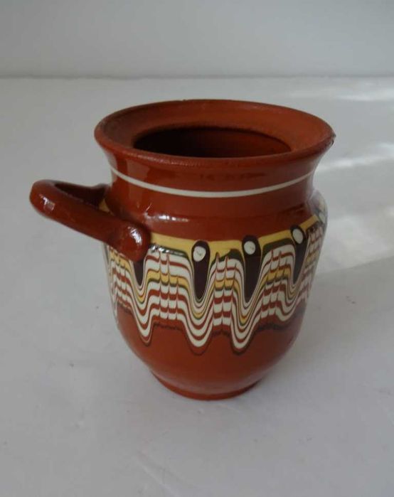 Pojemnik Ceramiczny Do Miodu Brązowy Wzory, Pamiątka - Napis Nessebar