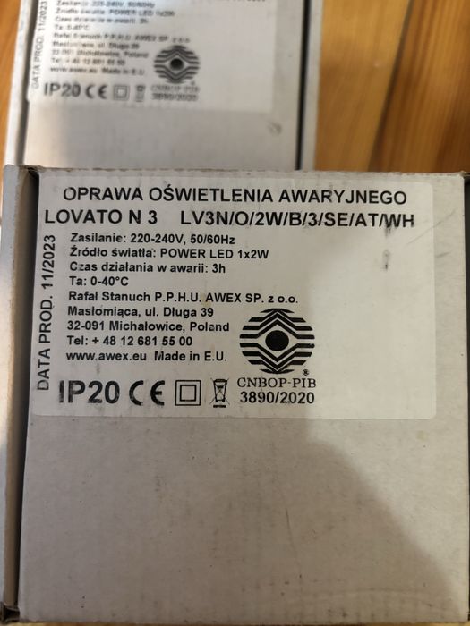 Oprawa oświetlenia awaryjnego lovato n3 5sztuk