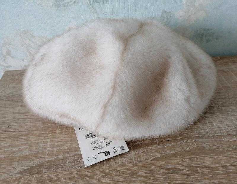 Берет zara s-m мех от норки не отличить