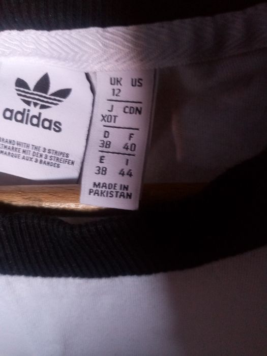 Koszulka bluzka adidas biała 3-stripes 3 paski S/M