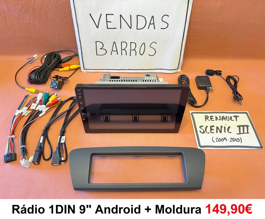 (NOVO) Rádio 1DIN • Renault SCENIC II / III (2004 a 2015) Android 2/3