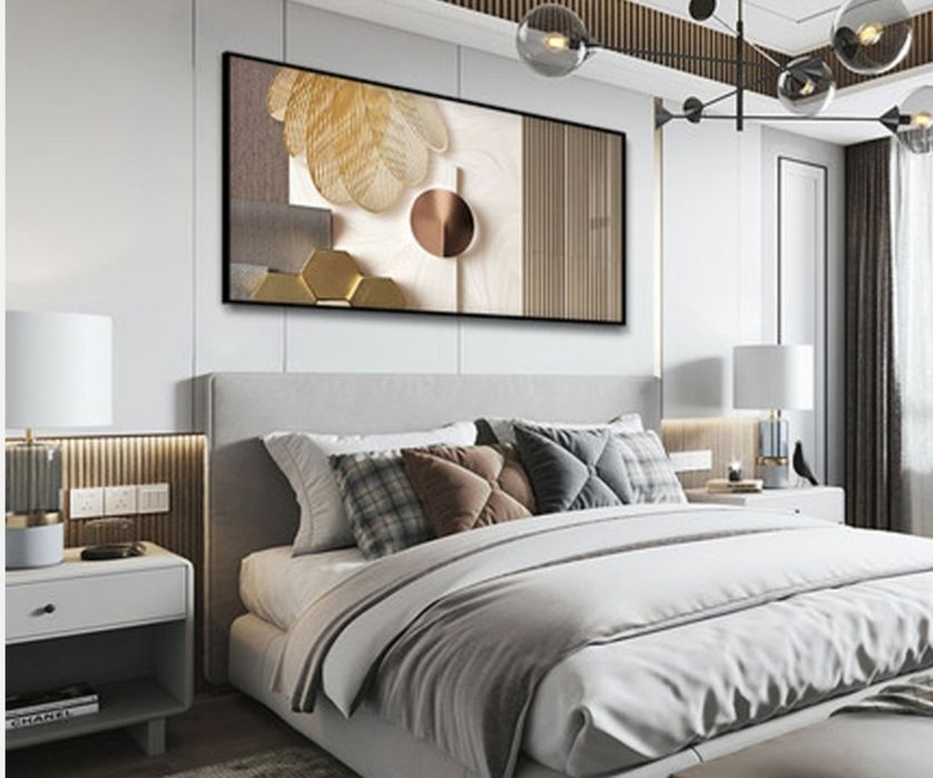 Картина абстракция с золотом