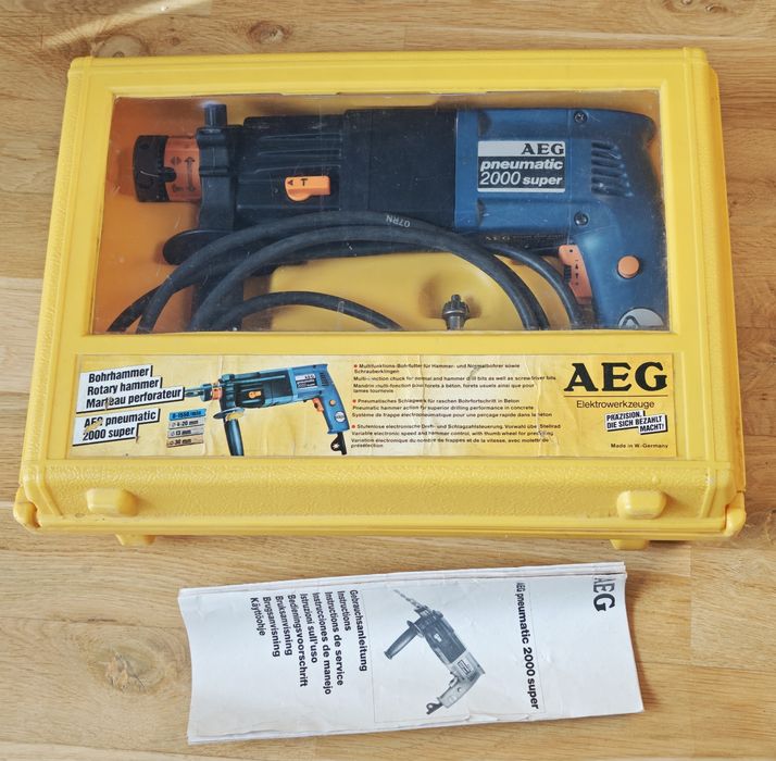 Młotowiertarka AEG Pneumatic 2000 Super świetny stan komplet w walizce, Made in W. Germany