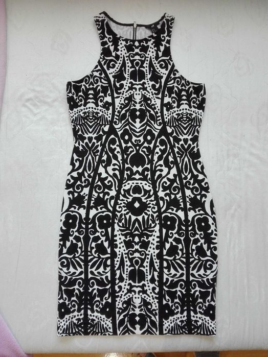 sukienka bawełniana bez rękawów, M, 38 z H&M, biało-czarna