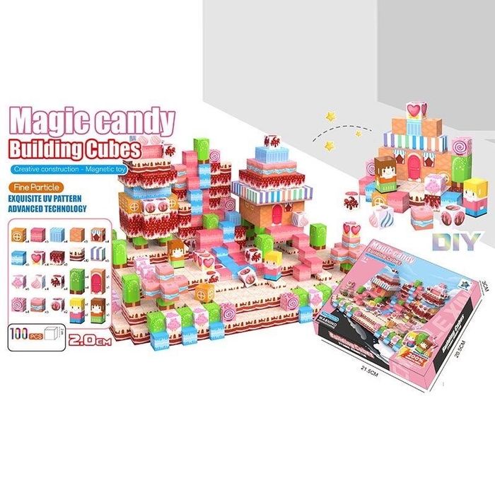 Магнітний конструктор на 100 елементів, ребро кубика 2 см