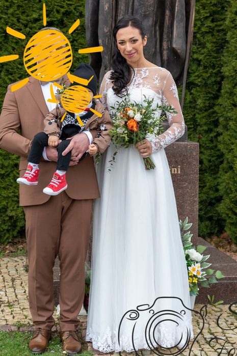 Suknia ślubna prosta ecru