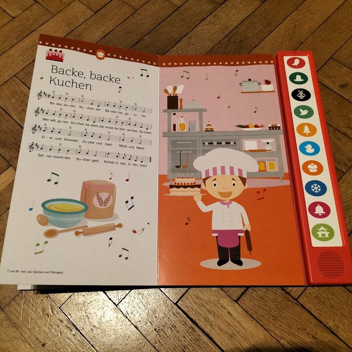 Książka dźwiękowa z melodiami piosenek wraz z bateriami