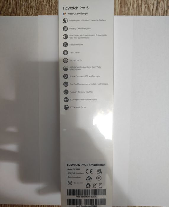 Смарт часи Mobvoi Ticwatch pro 5 sandstone , NFC, wear os.
