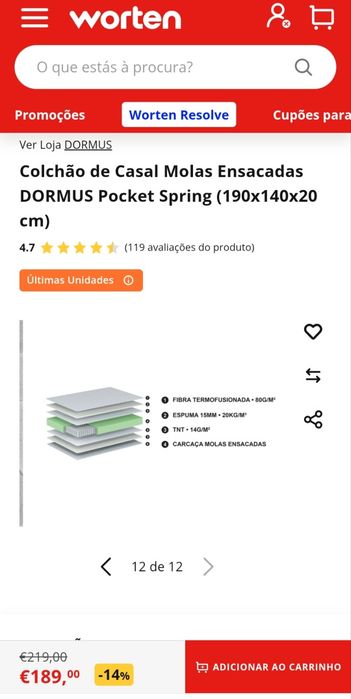 Colchao de molas ensacadas dormus