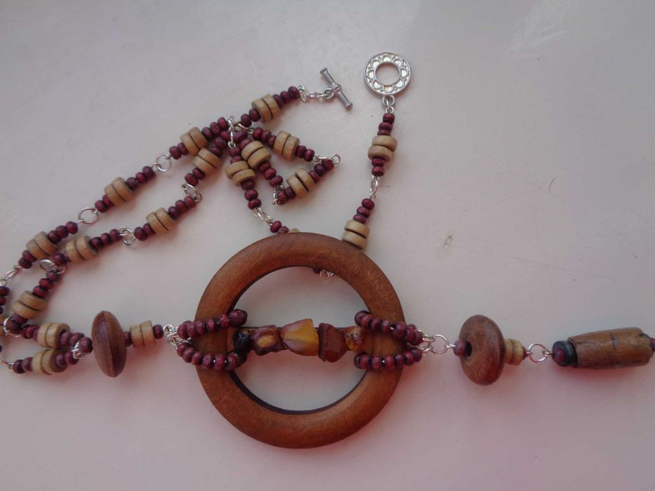 подар намисто 60см підвіс 16см нат бурштин дерево ручн роб