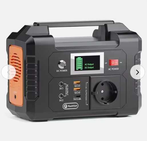 Banco de Energia Portátil - 200W FlashFish E200 + Painel Solar + AC/DC