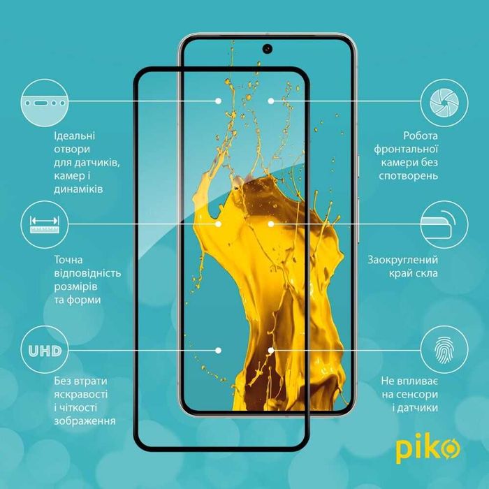 Google Pixel 8 Pro Захисне скло 5D Piko Full Glue для - Black