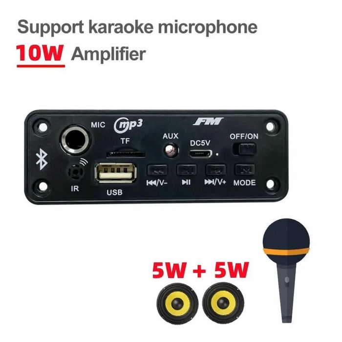 Bluetooth декодер+усилитель 2*3 W. Мр-3 , микрофон, aux, громкая связь