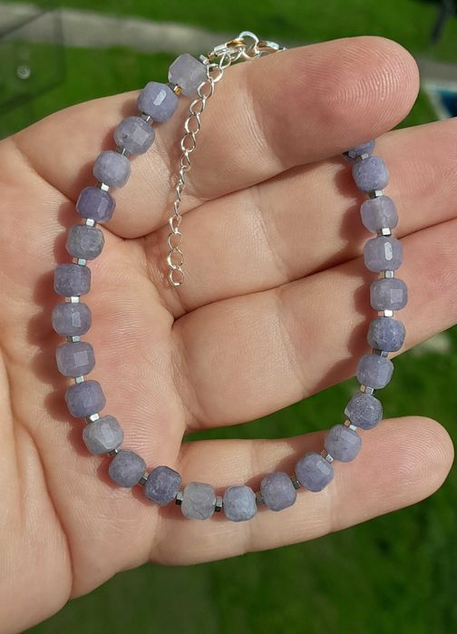 Srebrna bransoletka z kamienia naturalnego Tanzanit.