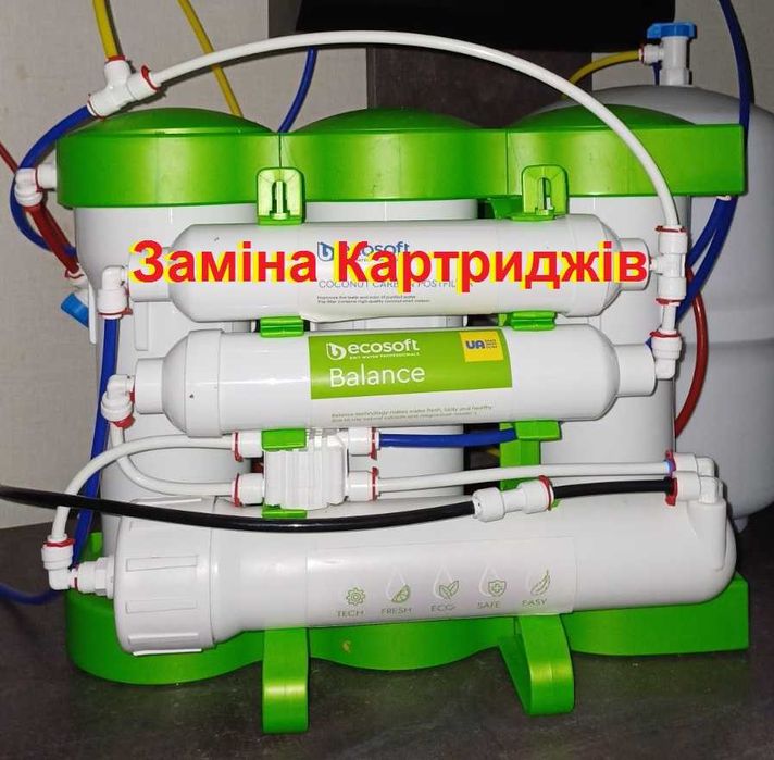 Заміна картриджів Ecosoft PURE BALANCE Екософт зворотного осмосу. Ремонт.