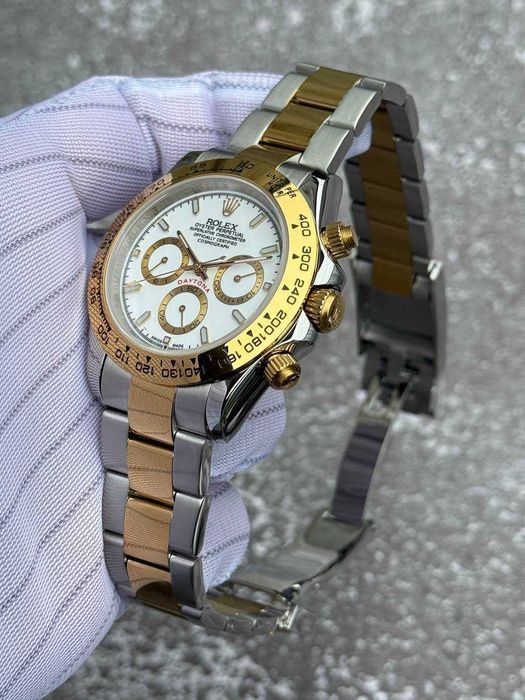 Чоловичий годинник Rolex Daytona Steel and Gold White