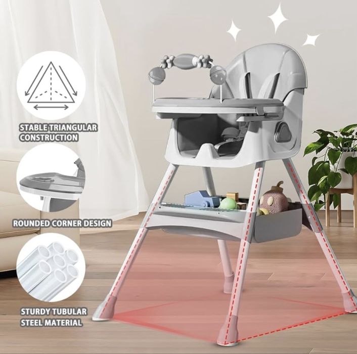 Krzesełko do karmienia UBRAVOO 3 w 1, składane, przenośne