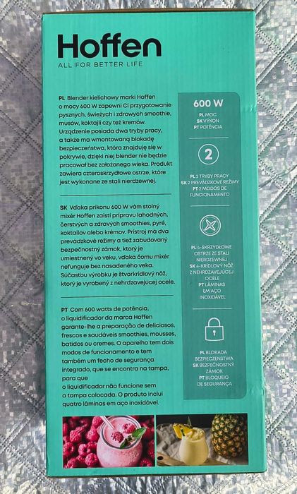 BLENDER kielichowy HOFFEN 600W miętowy NOWY