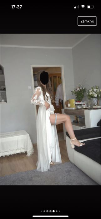 Suknia ślubna dla niskiej kobiety - 156cm + obcas