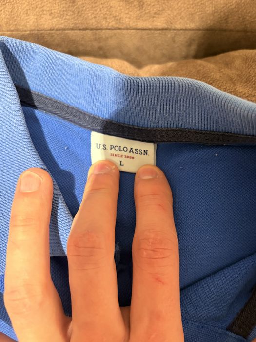 Поло USPA синє розмір L з бавовни