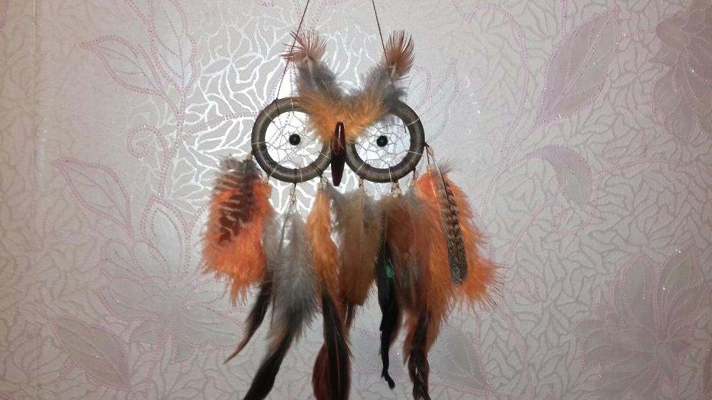 Ловец снов.сова .креативно пеья лоза основа подарок хенд мейд