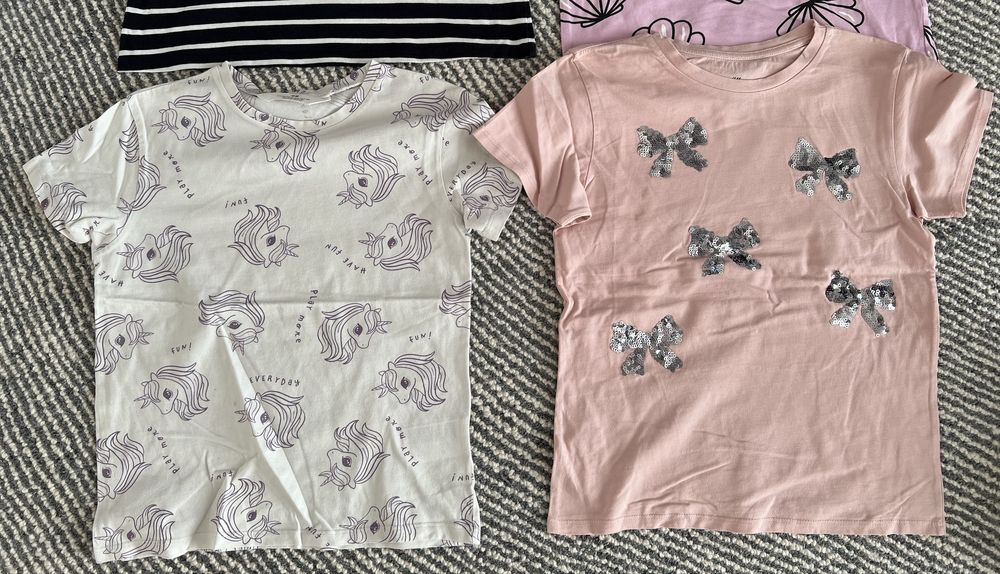 Koszulki z krótkim rękawem HM (x 13) i inne zestaw 19 szt. rozmiar 134