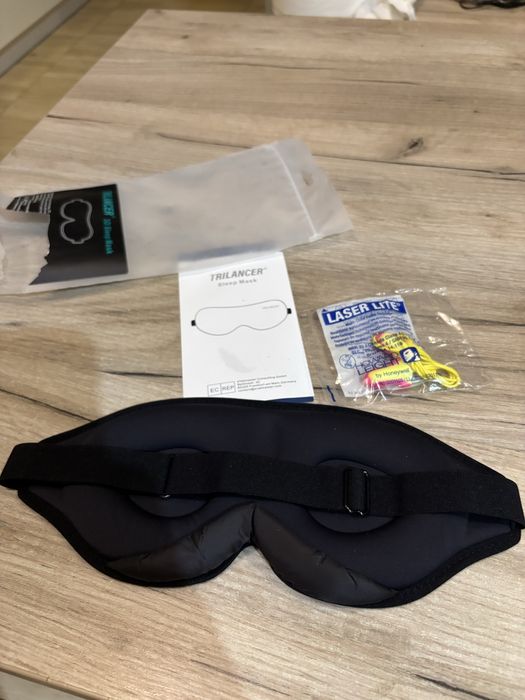 Opaska na oczy do medytacji spania podróży trilance 3d plus 2 stopery