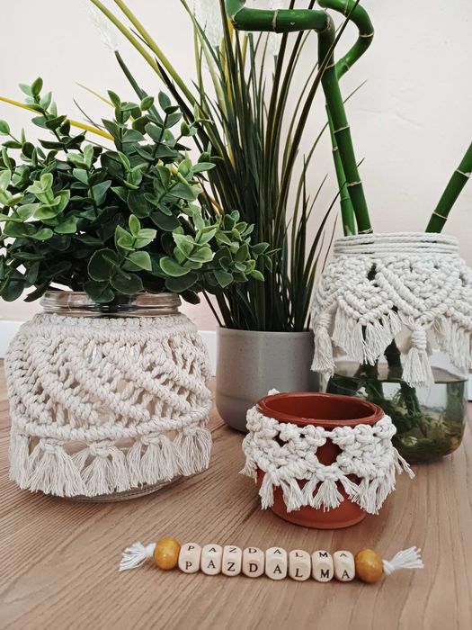 Capas Removíveis para frascos/garrafas Macramé