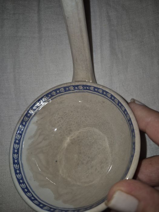 Concha de Sopa Vintage em Faiança   Cerâmica , Azul e Branco Estilo Antigo
