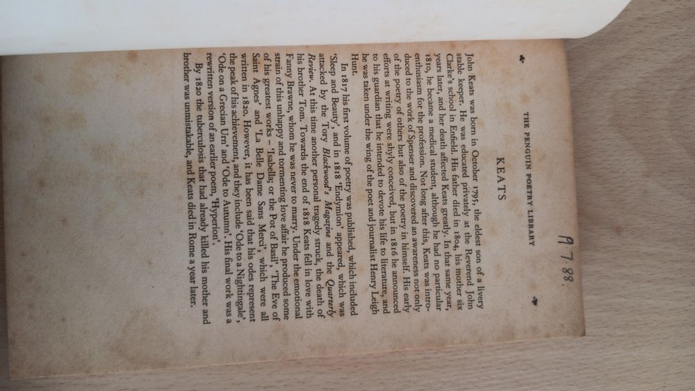 Keats, Poems Selected by J.E.Morpurgo