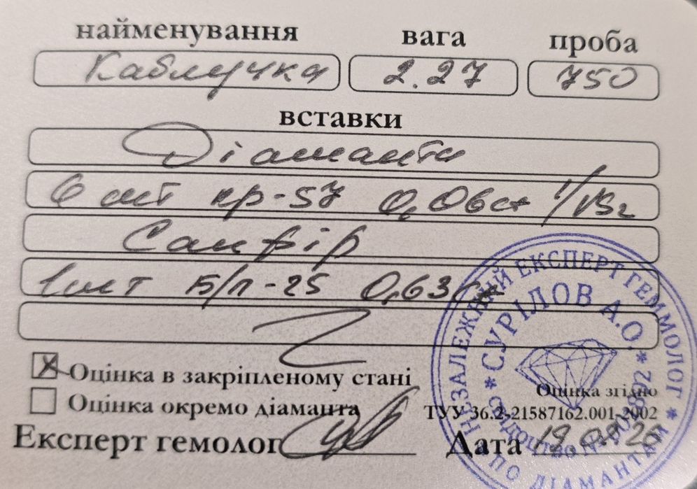 Кольцо с сапфиром и бриллиантами