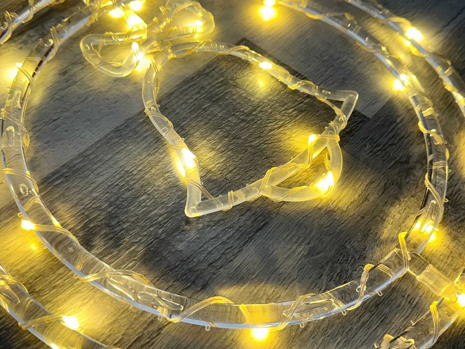 Witraż świąteczny LED świecący ozdoba neon dzwonki dzwonek 50 led 31cm