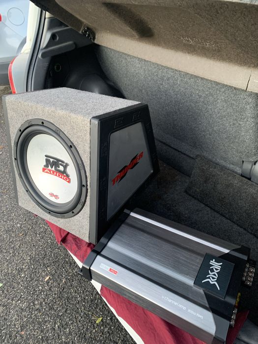 Sistema de Som AUTO - Subwoofer MTX THUNDER 750W + Amplificador 650W +