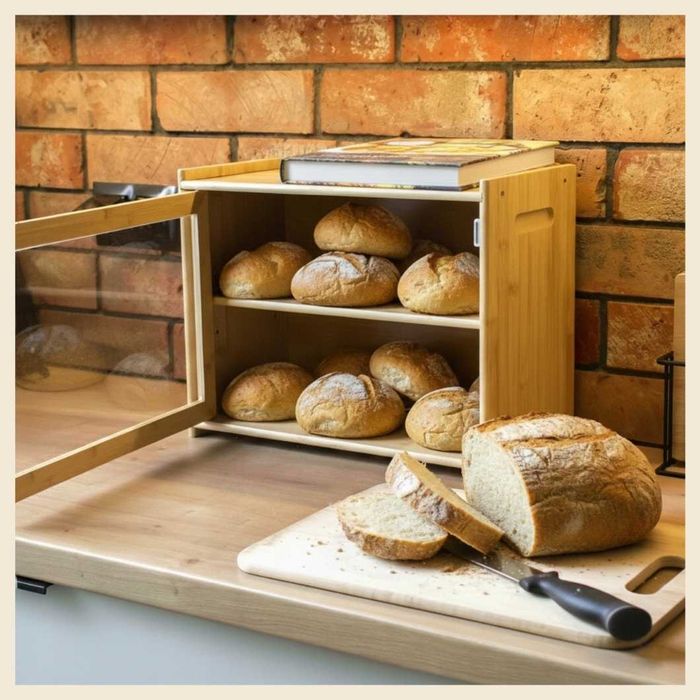 Chlebak bambusowy pojemnik żywność przyprawy półka szafka do kuchni