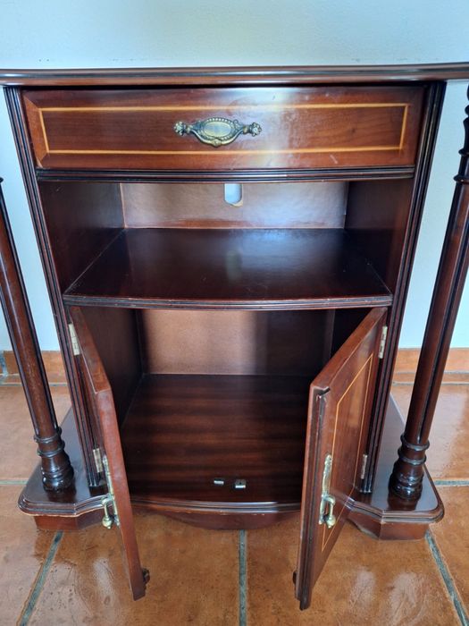 Mesa Apoio Consola Madeira Nogueira Estilo Inglês Vintage