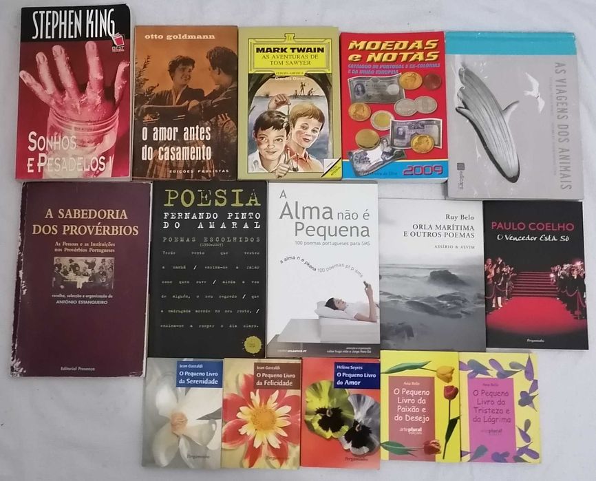 Livros usados de diversas temáticas/autores
