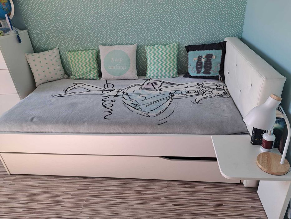 Łóżko białe Meblik/Fashion Mint - jak nowe