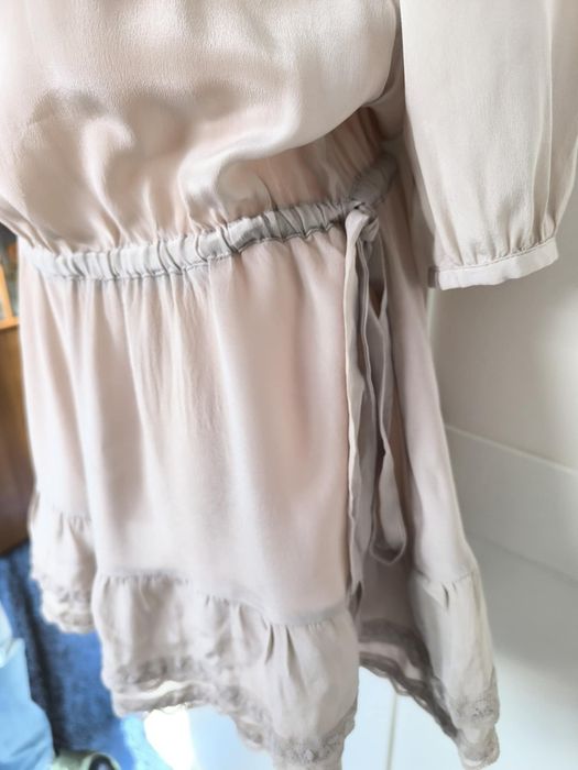 Sukienka krótka długi rękaw lekka silk cotton boho 10 M 38 Warehouse