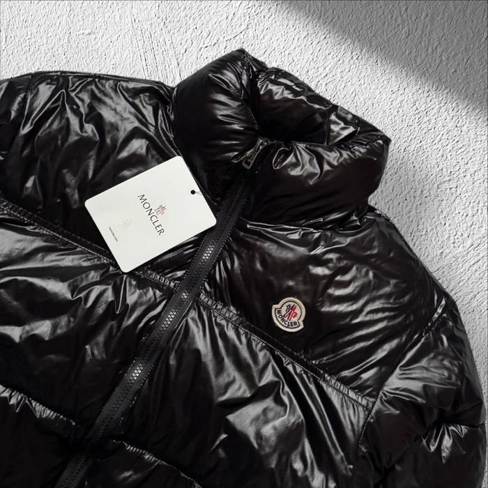 Куртка Moncler  пуховик, чорний глянцевий Монклер