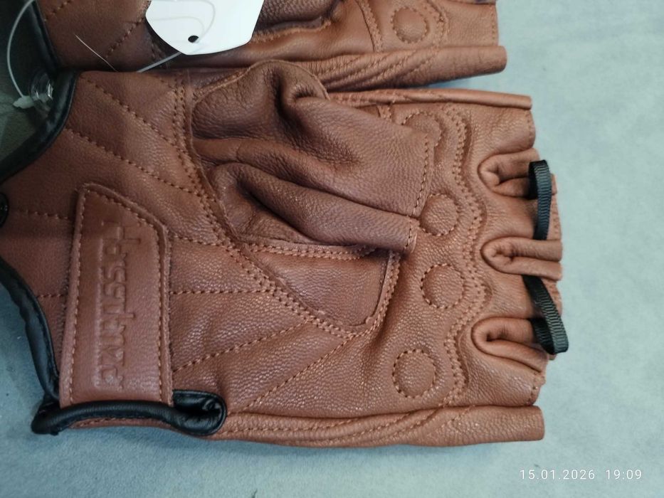 Harssidanzar Męskie rękawiczki rozmiar S bez palców z koziej skóry