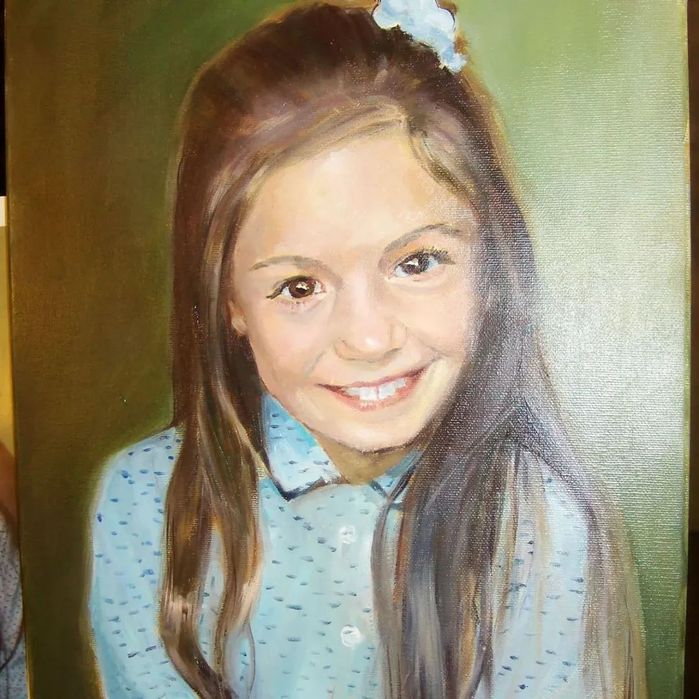 Portret olejny na podstawie zdjęcia.