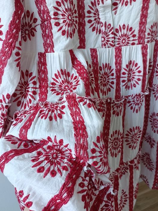 Sukienka oversize nowa biała z haftem boho letnia babydoll S M